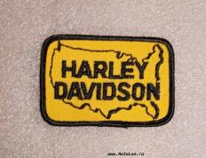 Нашивка на косуху (куртку) Harley Davidson (жёлто-чёрная)