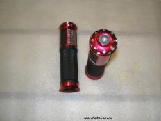 Резиновые ручки руля на мотоциклы под клипоны или руль 22 мм. Цвет - красный.